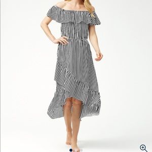 Tommy Bahama Off The Shoulder Flounce Midi Dress